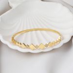 Kare Tasarım Altın Kelepçe Bilezik 14 Ayar resmi