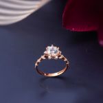 14 Ayar Rose Hanımeli Tektaş Altın Yüzük
