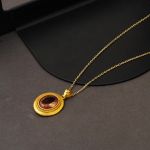 Oval Sultanayt Taşlı 14 Ayar Altın Kolye resmi