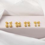 Kumlu Tasarım 14 Ayar Altın Top Küpe 5 mm. resmi