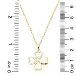 14 Ayar Altın Kalpli Yonca Kolye resmi