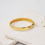 14 Ayar Prizma Tasarım Kelepçe Altın Bilezik resmi