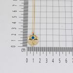 Mavi Mineli Yonca Altın Kolye resmi