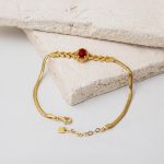 Balıksırtı Zincirli Akik Taşlı 14 Ayar Altın Bileklik resmi