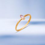 Oval Pembe Taşlı 14 Ayar Rose Altın Yüzük