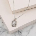 Parçalı Baget Taşlı Beyaz Altın 14 Ayar Kolye resmi