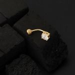 14 Ayar Tektaşlı Altın Göbek Piercing resmi
