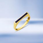 Lacivert Mineli 14 Ayar Altın Yüzük resmi