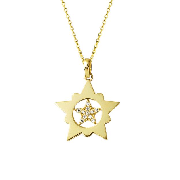 Modern Tasarım Yıldız Kolye Altın resmi