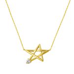 Tek Taşlı Altın Yıldız Kolye resmi