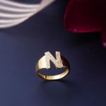 14 Ayar Sarı Altın N Harfi Yüzük resmi
