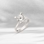 Büyük Tektaş 14 Ayar Beyaz Altın Yüzük resmi