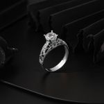 Özel Tasarım Tek Taş 14 Ayar Beyaz Altın Yüzük resmi