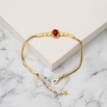 Akik Taşlı Balıksırtı Altın Bileklik 14 Ayar resmi