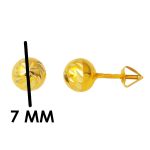 Kalemli Büyük Sarı Altın Top Küpe 7 mm. resmi