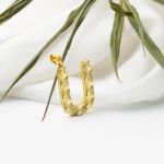 14 Ayar Altın İşlemeli Ü Harf Kolye Ucu