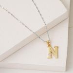 Lettera N Harfi 14 Ayar Altın Kolye Ucu resmi