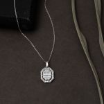 Köşeli 14 Ayar Beyaz Altın Baget Set resmi