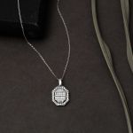 Köşeli 14 Ayar Beyaz Altın Baget Set