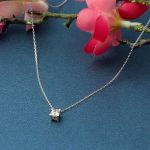 Tek Taş Beyaz Altın Spor Kolye 14 Ayar resmi