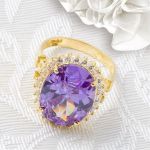 Ametist Renkli Taşlı 14 Ayar Altın Yüzük resmi