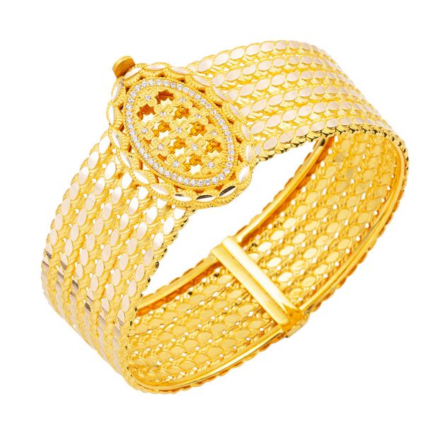 Burgulu İnsta Kelepçe Altın Bilezik