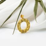 14 Ayar Altın İşlemeli O Harfi Kolye Ucu resmi