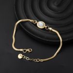 Beyaz Opal Taşlı 14 Ayar Balıksırtı Bileklik resmi