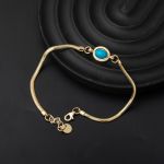 Firuze Taşlı 14 Ayar Altın Balıksırtı Bileklik resmi