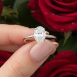 1 Karat Oval Mozanit Tektaş Yüzük - 14 Ayar Altın resmi