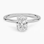 1 Karat Oval Mozanit Tektaş Yüzük - 14 Ayar Altın resmi