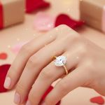 1 Karat Oval Mozanit Tektaş Yüzük - 14 Ayar Altın resmi