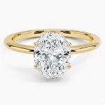 14 Ayar Altın Oval Tektaş Yüzük - 2 Karat Mozanit resmi