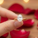 14 Ayar Altın Oval Tektaş Yüzük - 2 Karat Mozanit resmi