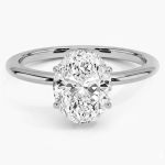 2,00 ct. Oval Mozanit Tektaş Beyaz Altın Yüzük resmi