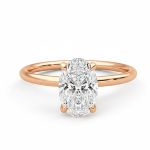 1 Karat Mozanit Oval Yüzük - 14 Ayar Rose Altın