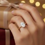 1 Karat Mozanit Oval Yüzük - 14 Ayar Rose Altın resmi