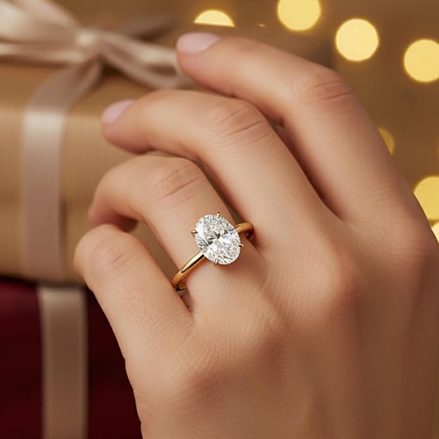 1,50 Karat Mozanit Tektaş Yüzük - 14 Ayar Sarı Altın resmi