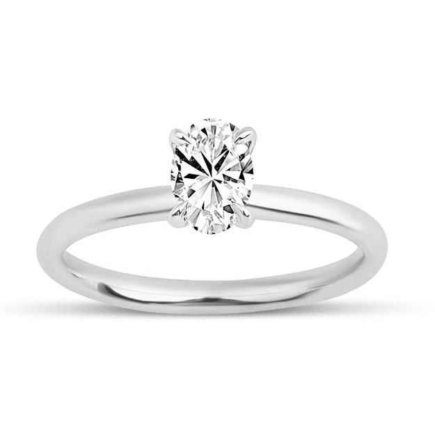 0,50 Karat Mozanit Oval Kesim Tektaş Yüzük resmi