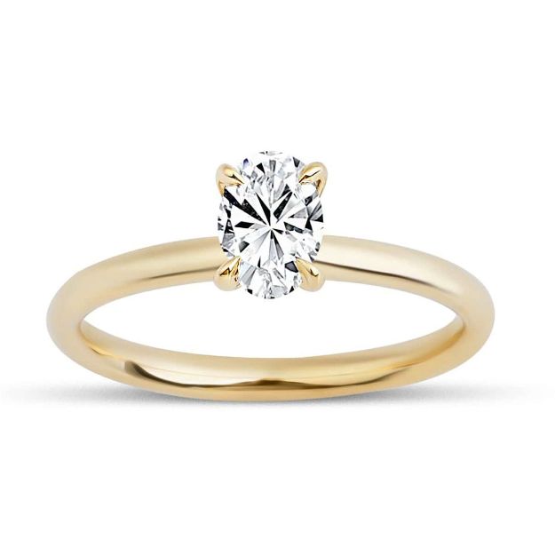 0,50 Karat Mossanite Oval Kesim Tektaş Yüzük resmi