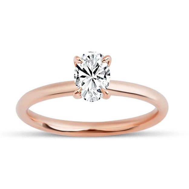 0,50 Karat Rose Altın Mozanit Tektaş Yüzük resmi