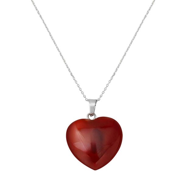 Akik Taşlı Gümüş Kalp Kolye resmi