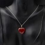 Akik Taşlı Gümüş Kalp Kolye resmi