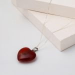 Akik Taşlı Gümüş Kalp Kolye resmi