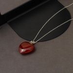 Akik Taşlı Gümüş Kalp Kolye resmi